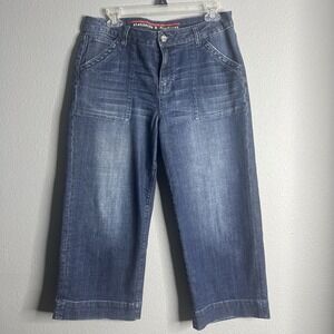 Standards & Practices Dark Wash Wide Leg Crop Jeans Size 28 High Rise Culottes